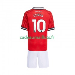 Manchester United Maillot avec flocage Matheus Cunha 10 Domicile 2025-2026 ,Tenue Enfant MC Manchester United Maillot avec flocage Matheus Cunha 10 Domicile 2025-2026 ,Tenue Enfant MC