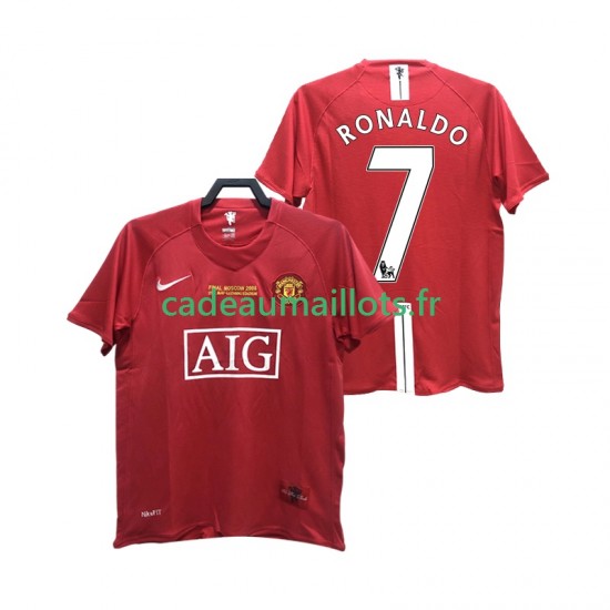 Manchester United Maillot avec flocage RONALDO 7 Rétro Domicile 2007 2008 ,Homme MC