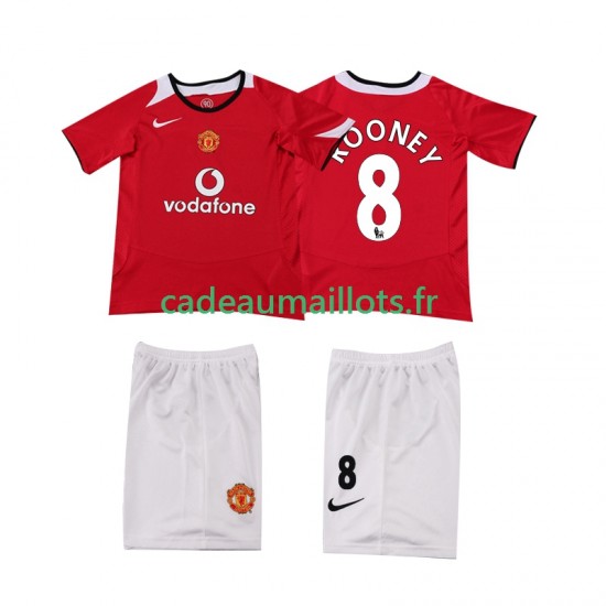 Manchester United Maillot avec flocage ROONEY 8 Rétro Domicile 1998 2006 ,Tenue Enfant MC