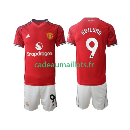 Manchester United Maillot avec flocage Rasmus Hojlund 9 Domicile 2025-2026 ,Tenue Enfant MC