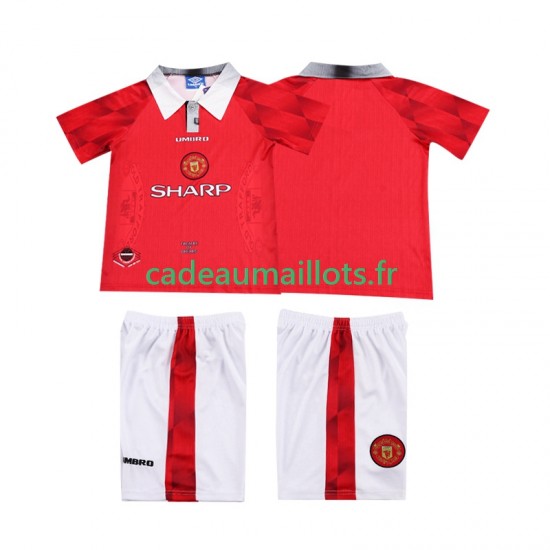 Manchester United Maillot avec flocage Rétro Domicile 1996 2004 ,Tenue Enfant MC