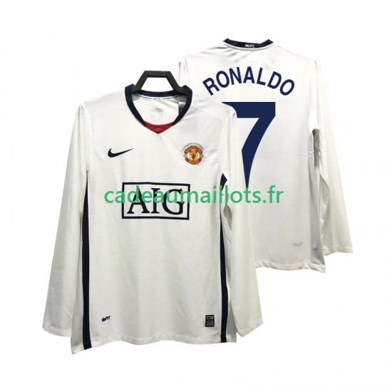 Manchester United Maillot avec flocage Ronaldo 7 Premier League Rétro Extérieur 2008 2009 ,Homme ML