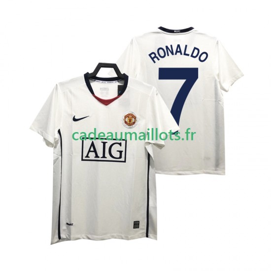 Manchester United Maillot avec flocage Ronaldo 7 Premier League Rétro Extérieur 2008 2009 ,Homme MC