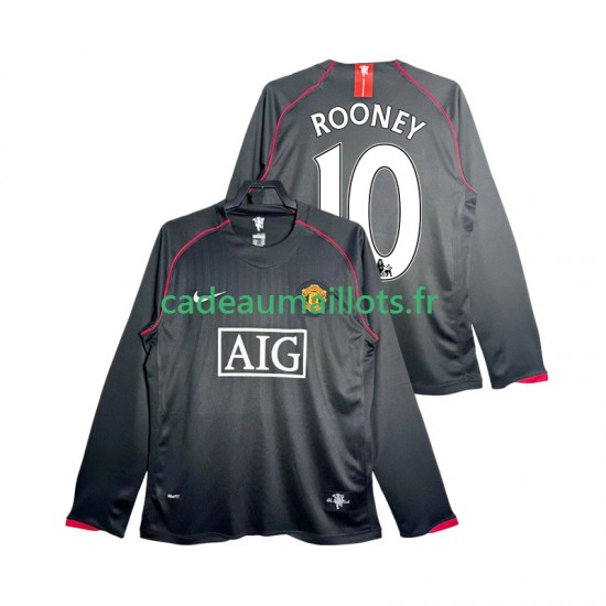 Manchester United Maillot avec flocage Rooney 10 Rétro Extérieur 2007 2008 ,Homme ML