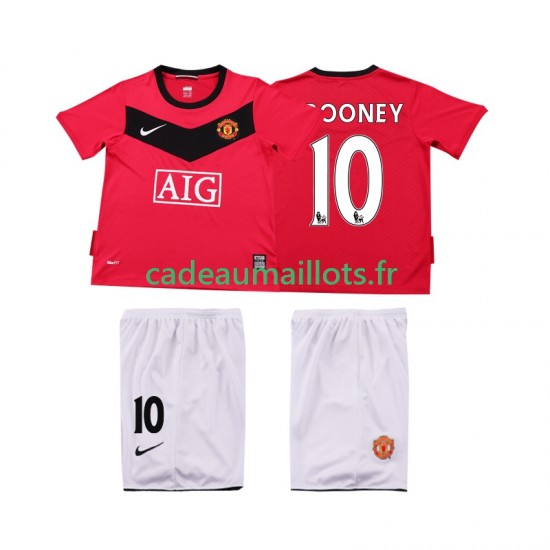 Manchester United Maillot avec flocage Rooney 10 Rétro Domicile 2009 2010 ,Tenue Enfant MC