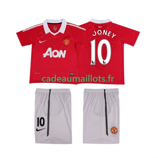 Manchester United Maillot avec flocage Rooney 10 Rétro Domicile 2010 2011 ,Tenue Enfant MC