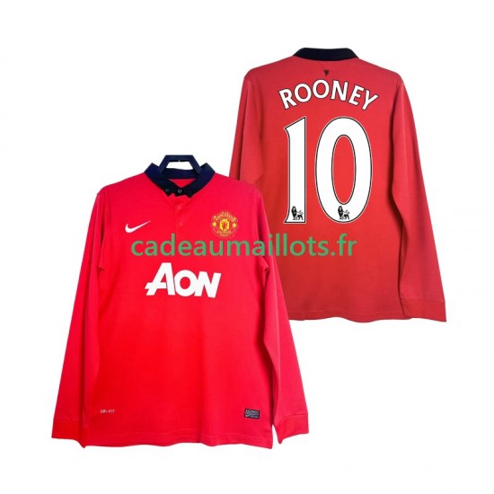 Manchester United Maillot avec flocage Rooney 10 Rétro Domicile 2013 2014 ,Homme ML