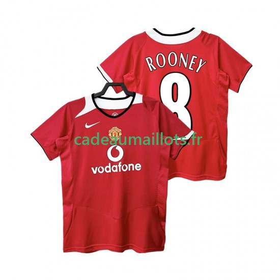 Manchester United Maillot avec flocage Rooney 8 Rétro Domicile 1998 2006 ,Homme MC