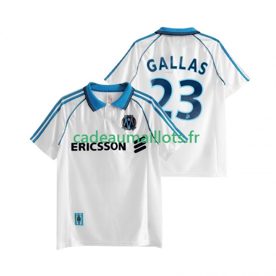 Olympique de Marseille Maillot avec flocage Gallas 23 Rétro Domicile 1988 2002 ,Homme MC Olympique de Marseille Maillot avec flocage Gallas 23 Rétro Domicile 1988 2002 ,Homme MC