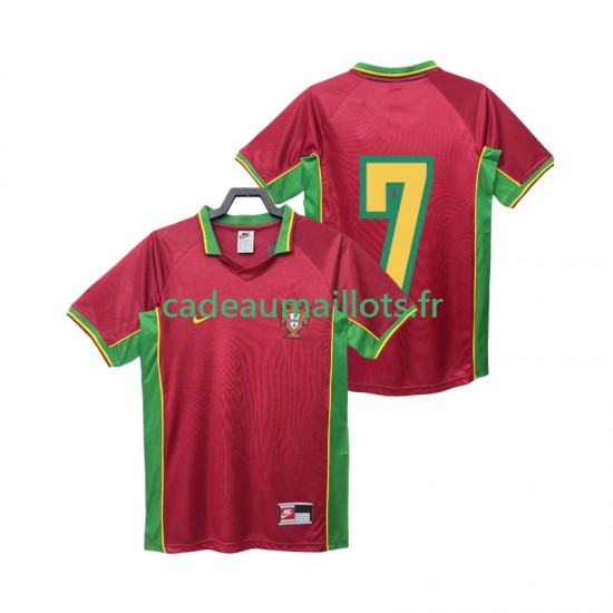 Portugal Maillot avec flocage 7 Rétro Domicile 1988 ,Homme MC