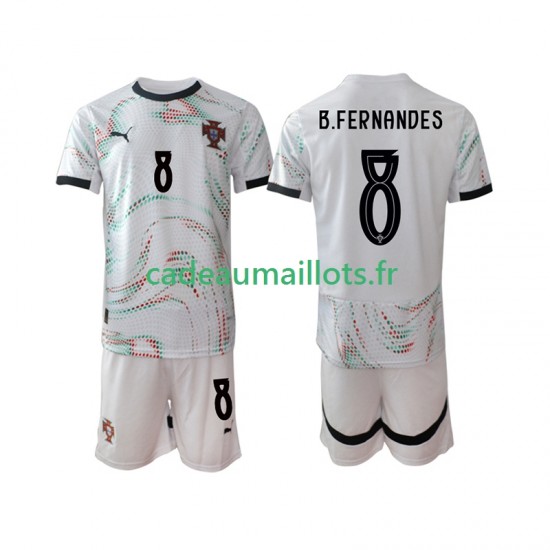 Portugal Maillot avec flocage Bruno Fernandes 8 Extérieur 2025-2026 ,Tenue Enfant MC