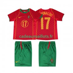 Portugal Maillot avec flocage Cristiano Ronaldo 17 Rétro Domicile 1999 ,Tenue Enfant MC