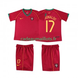 Portugal Maillot avec flocage Cristiano Ronaldo 17 Rétro Domicile 2006 ,Tenue Enfant MC