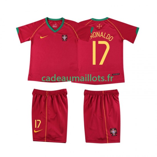 Portugal Maillot avec flocage Cristiano Ronaldo 17 Rétro Domicile 2006 ,Tenue Enfant MC