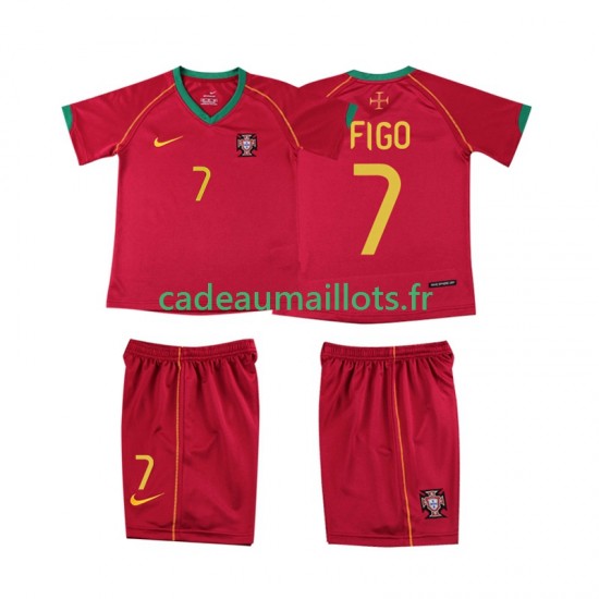 Portugal Maillot avec flocage FIGO 7 Rétro Domicile 2006 ,Tenue Enfant MC