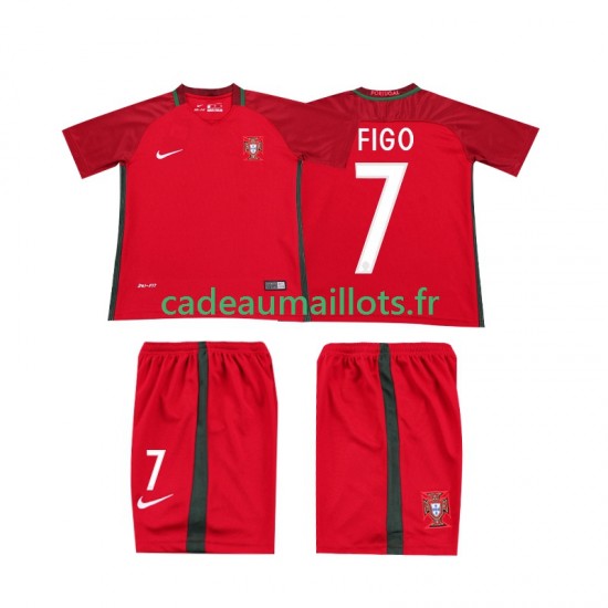 Portugal Maillot avec flocage FIGO 7 Rétro Domicile 2016 ,Tenue Enfant MC
