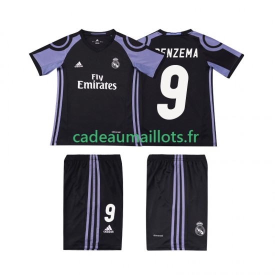 Real Madrid Maillot avec flocage BENZEMA 9 Rétro 3ème 2016 2017 ,Tenue Enfant MC