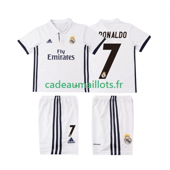 Real Madrid Maillot avec flocage Cristiano Ronaldo 7 Rétro Domicile 2016 2017 ,Tenue Enfant MC
