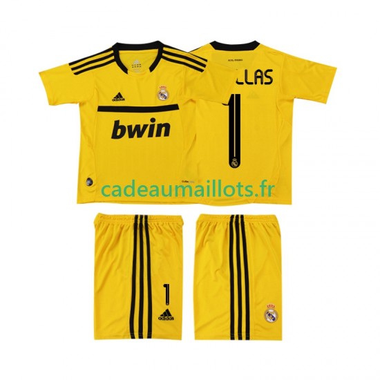 Real Madrid Maillot avec flocage CASILLAS 1 Gardien Rétro Domicile 2011 2012 ,Tenue Enfant MC