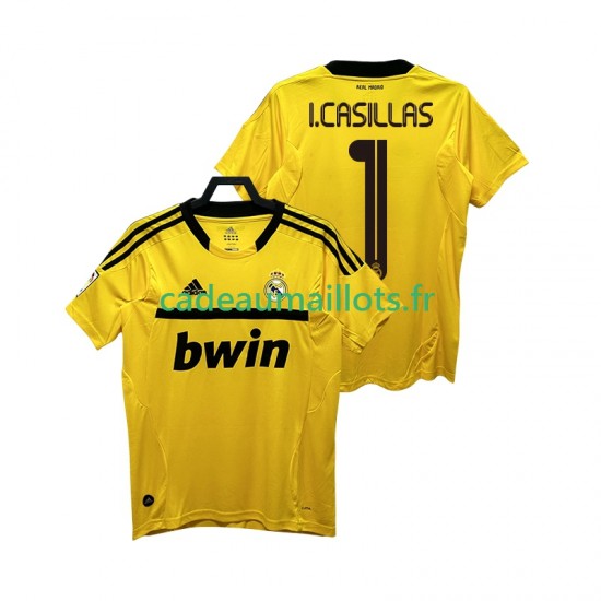 Real Madrid Maillot avec flocage I.CASILLAS 1 Gardien Rétro Domicile 2011 2012 ,Homme MC