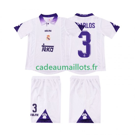Real Madrid Maillot avec flocage R CARLOS 3 Rétro Domicile 2004 1988 ,Tenue Enfant MC