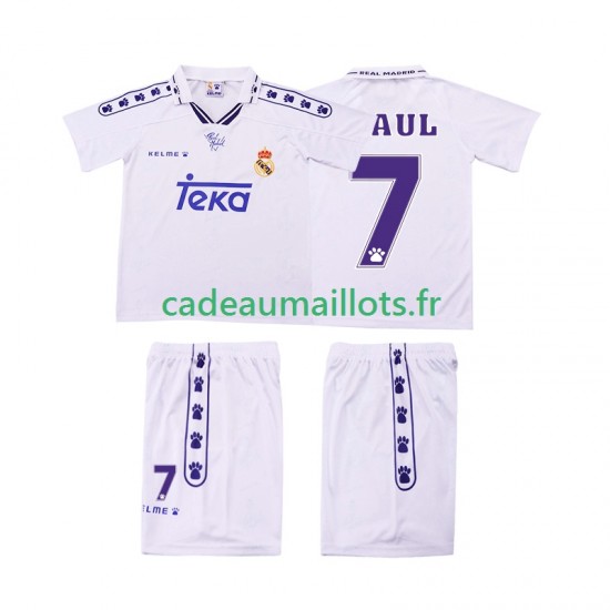 Real Madrid Maillot avec flocage RAUL 7 Rétro Domicile 1994 1996 ,Tenue Enfant MC