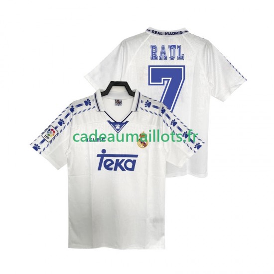 Real Madrid Maillot avec flocage RAUL 7 Rétro Domicile 1996 2004 ,Homme MC