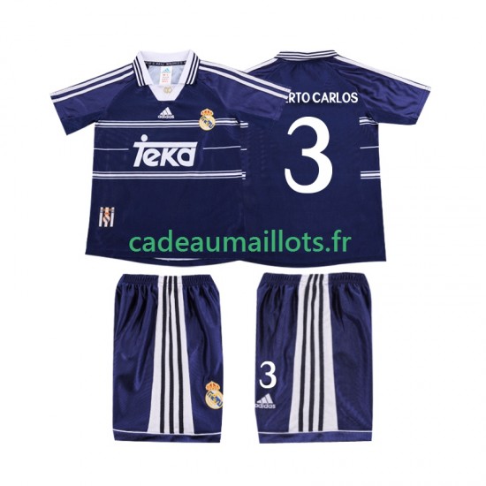 Real Madrid Maillot avec flocage ROBERTO CARLOS 3 Rétro Extérieur 1988 2002 ,Tenue Enfant MC