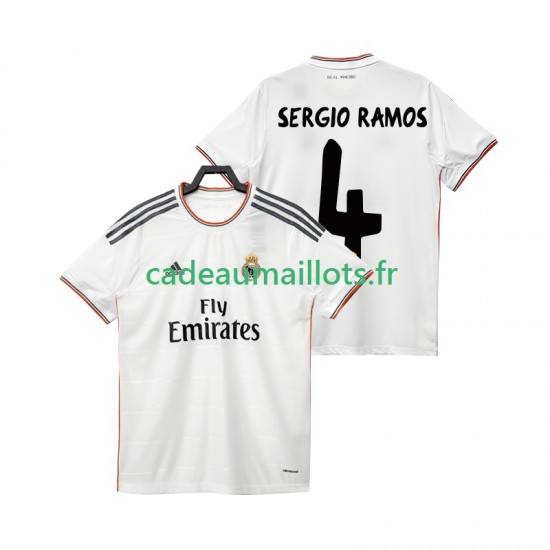 Real Madrid Maillot avec flocage SERGIO RAMOS 4 Rétro Domicile 2013 2014 ,Homme MC