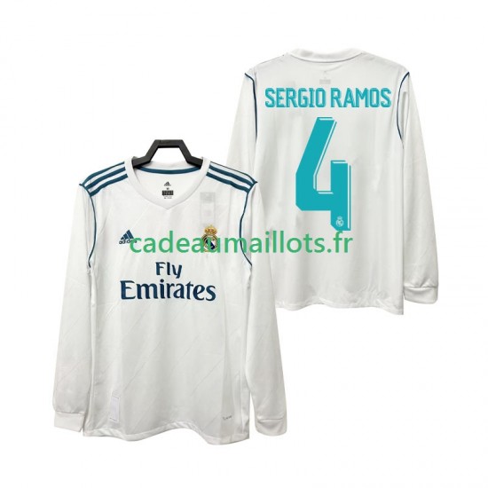 Real Madrid Maillot avec flocage SERGIO RAMOS 4 Rétro Domicile 2017 2018 ,Homme ML