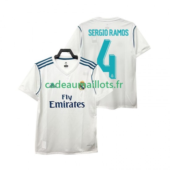Real Madrid Maillot avec flocage SERGIO RAMOS 4 Rétro Domicile 2017 2018 ,Homme MC