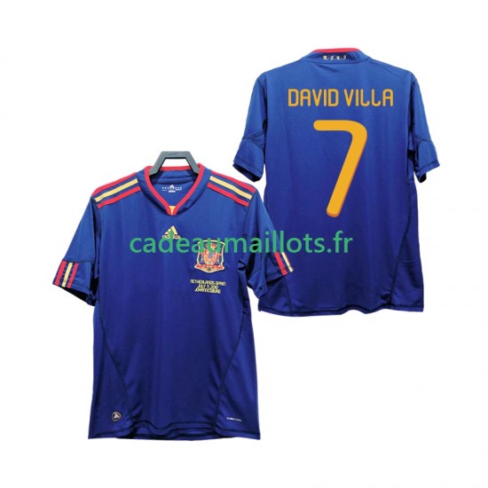 Espagne Maillot avec flocage DAVID VILLA 7 Rétro Extérieur 2010 ,Homme MC