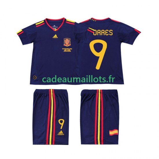 Espagne Maillot avec flocage TORRES 9 Rétro Extérieur 2010 ,Tenue Enfant MC