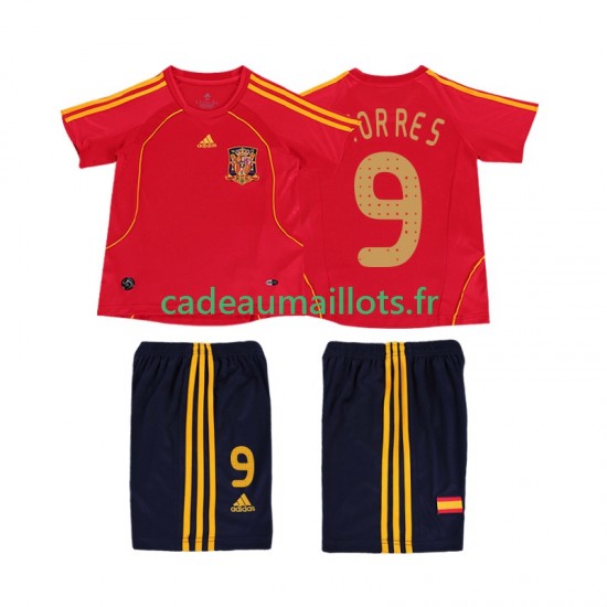 Espagne Maillot avec flocage TORRES 9 Rétro Domicile 2008 ,Tenue Enfant MC