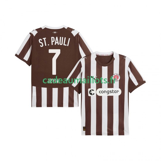 Maillot avec flocage St. Pauli Jackson Irvine 7 Domicile 2025-2026 ,Homme MC