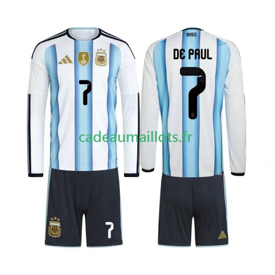 Argentine Maillot avec flocage Rodrigo De Paul 7 Domicile Coupe du Monde 2026 ,Tenue Enfant ML Argentine Maillot avec flocage Rodrigo De Paul 7 Domicile Coupe du Monde 2026 ,Tenue Enfant ML