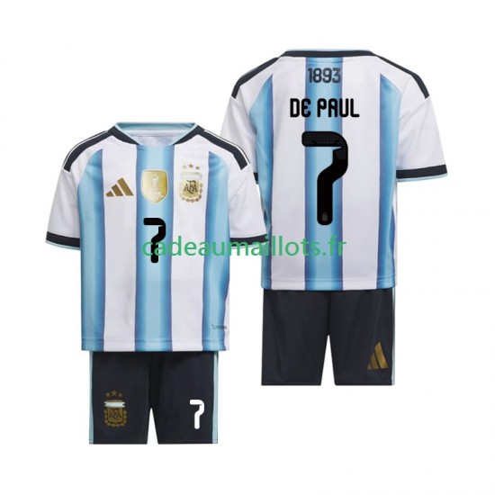 Argentine Maillot avec flocage Rodrigo De Paul 7 Domicile Coupe du Monde 2026 ,Tenue Enfant MC