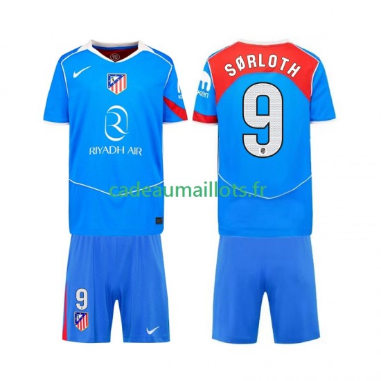 Atlético Madrid Maillot avec flocage Alexander Sorloth 9 3ème 2025-2026 ,Tenue Enfant MC