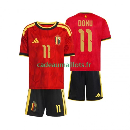 Belgique Maillot avec flocage Jeremy Doku 11 Domicile Coupe du Monde 2026 ,Tenue Enfant MC
