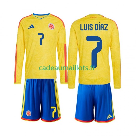 Colombie Maillot avec flocage Luis Diaz 7 Domicile Coupe du Monde 2026 ,Tenue Enfant ML