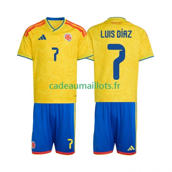 Colombie Maillot avec flocage Luis Diaz 7 Domicile Coupe du Monde 2026 ,Tenue Enfant MC