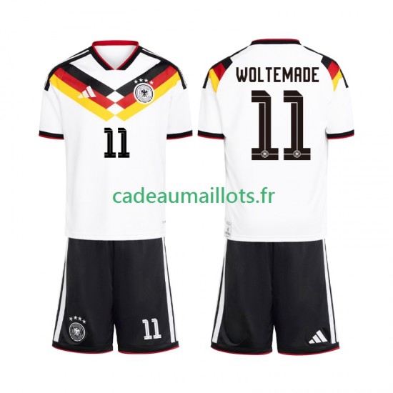 Allemagne Maillot avec flocage Woltemade 11 Domicile Coupe du Monde 2026 ,Tenue Enfant MC