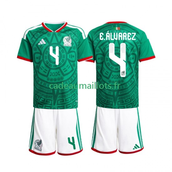 Mexique Maillot avec flocage Edson Alvarez 4 Domicile Coupe du Monde 2026 ,Tenue Enfant MC