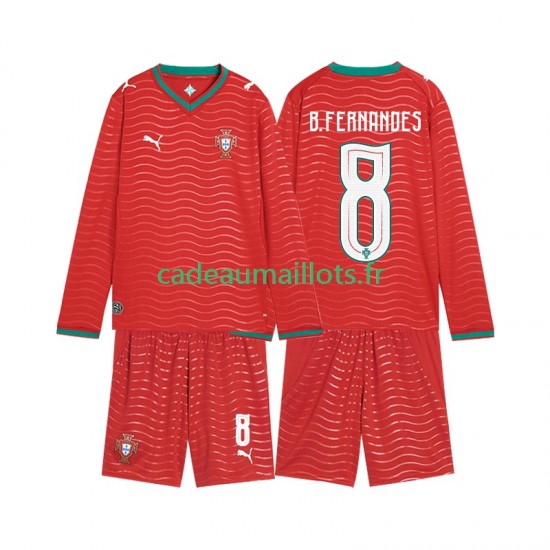Portugal Maillot avec flocage Bruno Fernandes 8 Domicile Coupe du Monde 2026 ,Tenue Enfant ML