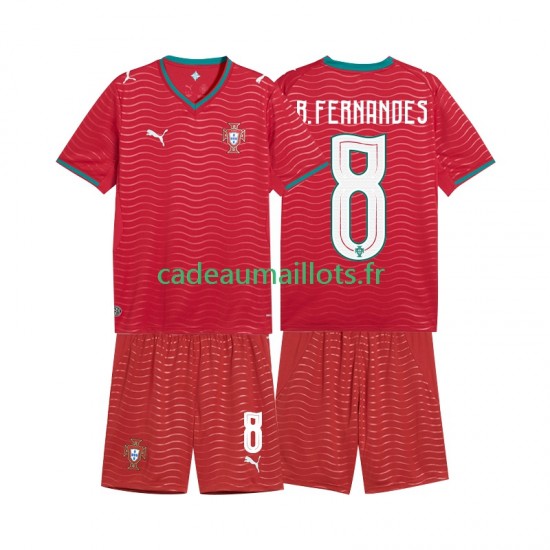 Portugal Maillot avec flocage Bruno Fernandes 8 Domicile Coupe du Monde 2026 ,Tenue Enfant MC