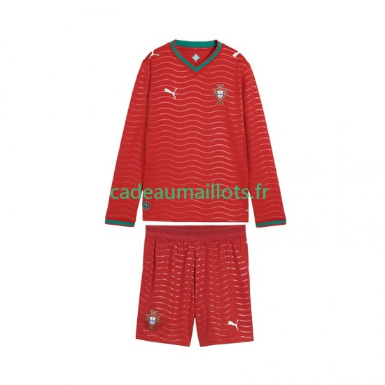 Portugal Maillot avec flocage Domicile Coupe du Monde 2026 ,Tenue Enfant ML