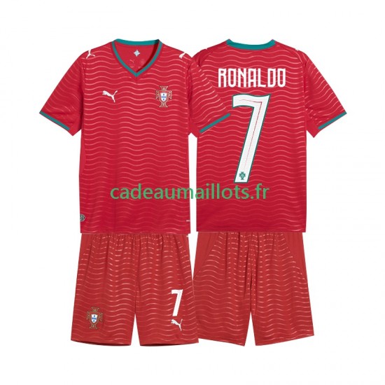 Portugal Maillot avec flocage Cristiano Ronaldo 7 Domicile Coupe du Monde 2026 ,Tenue Enfant MC