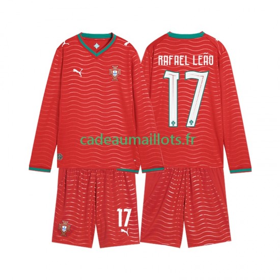 Portugal Maillot avec flocage Rafael Leao 17 Domicile Coupe du Monde 2026 ,Tenue Enfant ML