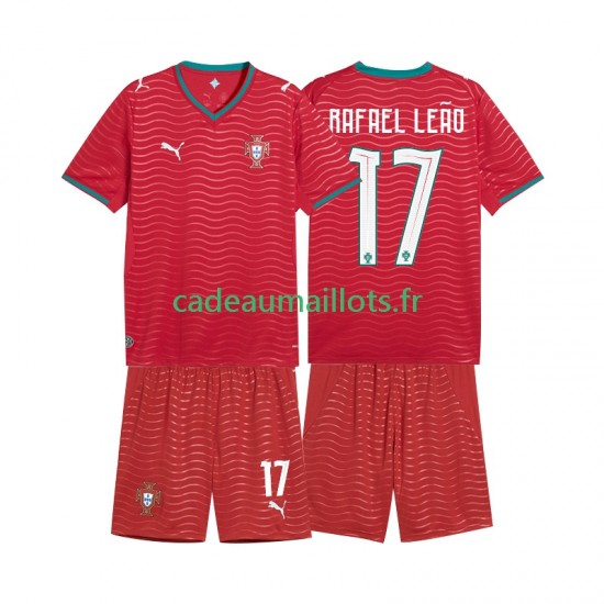 Portugal Maillot avec flocage Rafael Leao 17 Domicile Coupe du Monde 2026 ,Tenue Enfant MC