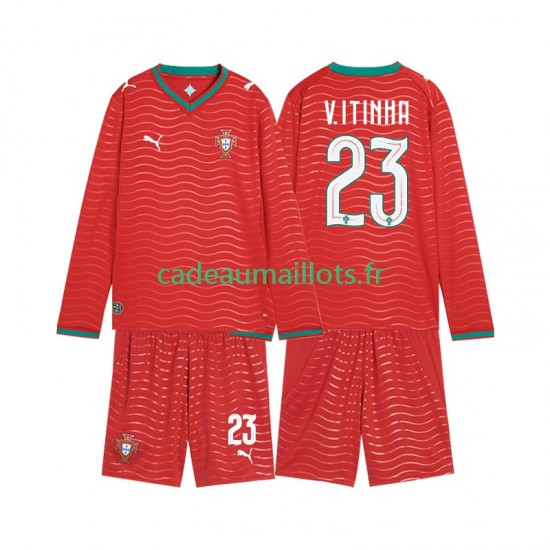 Portugal Maillot avec flocage Vitinha 23 Domicile Coupe du Monde 2026 ,Tenue Enfant ML